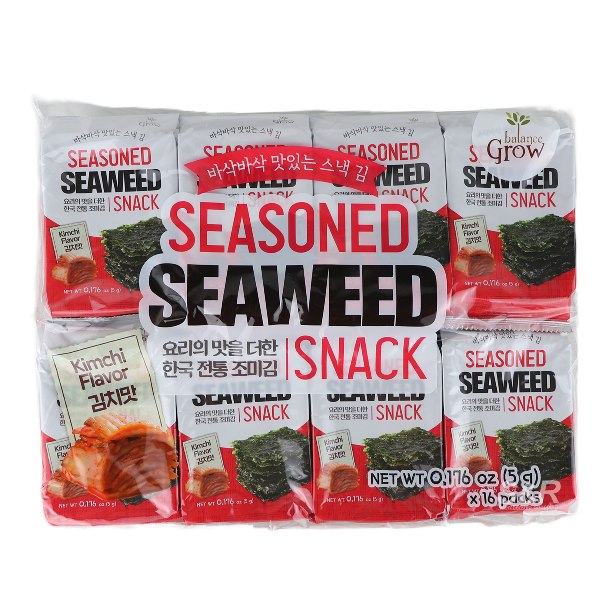 Balance Grow Kimchi Seasoned Seaweed Snack (80g X 16pcs)